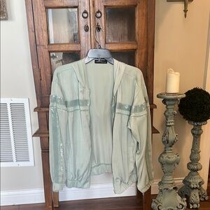 Ontheblvrd Green Bomber Jacket Lightweight Relaxed Fit